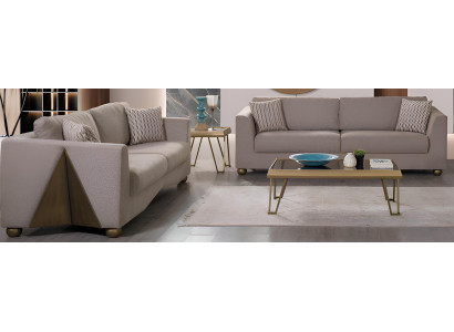 Sofa-Set Minimalistischer Stil Holzrahmen Modernes Design Beige Farbe