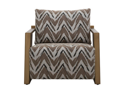 Brauner Sessel Holzrahmen Modernes Design Hohe Beine Chevron-Muster
