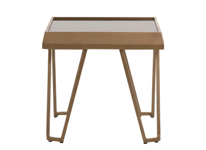 Goldener Beistelltisch Holzrahmen Hohe Beine Minimalistischer Stil