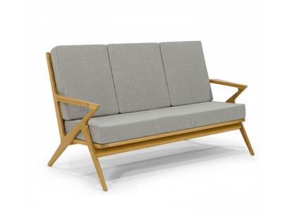 Garten-Dreisitzer-Sofa Moderner Stil Graue Farbe Holzrahmen Bequem
