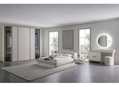 Bett Nachttisch Kleiderschrank Stil modern Farbe beige Schlafzimmer