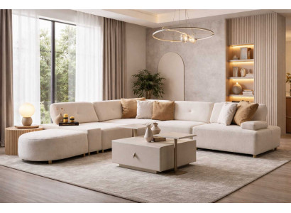 Ecksofa Stil modern Farbe beige bequem geräumig neu weich Wohnzimmer