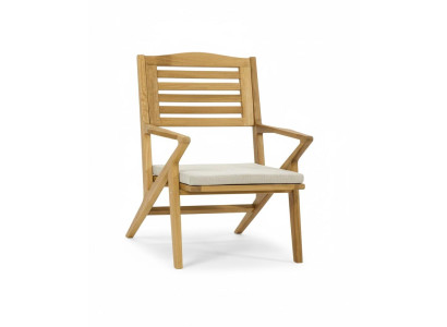 Brauner Gartenstuhl Designer Holzgestell Polstersitzkissen Sitzmöbel