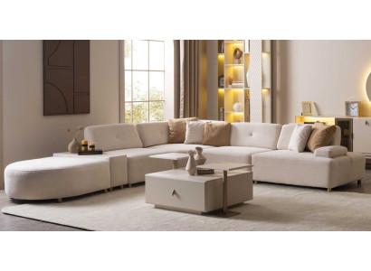 Ecksofa Couchtisch Stil modern Farbe beige bequem geräumig neu weich