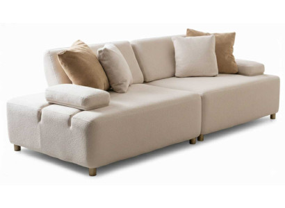 Neu 3 Sitzer Sofa Stil modern Farbe beige bequem weich Stoff Wohnzimmer