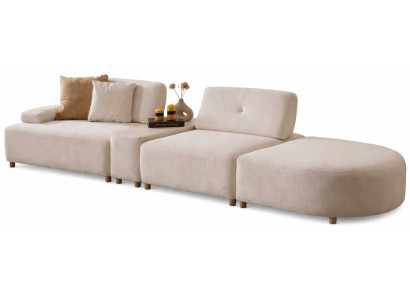 Sofa 4 Sitzer Stil modern Farbe beige bequem Wohnzimmer weich Stoff