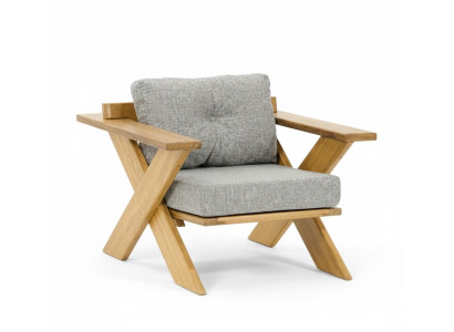 Gartenstuhl Moderner Stil Grau Holzrahmen Bequem Komfortabel Weich