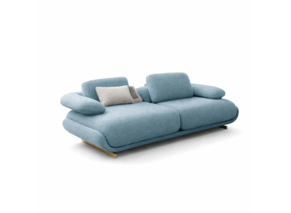 Couch Modern Blau 3-Sitzer Designer-Couch Minimalismus Stoff Holz