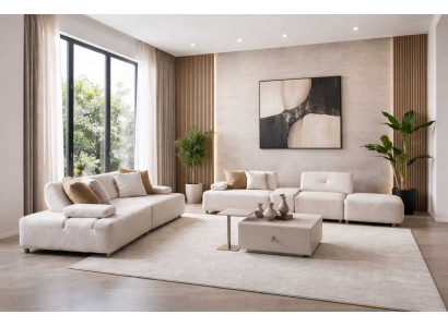 Sofa Wohnzimmer Stil modern Farbe beige gemütlich neu geräumig weich