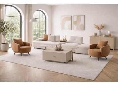 Sofa Wohnzimmer  Sessel Couchtisch Stil modern Farbe beige gemütlich neu