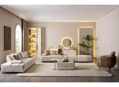 Sofa Wohnzimmer Sessel Stil modern Farbe beige gemütlich weich geräumig