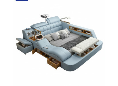 Multifunktionales Bett Moderner Stil Beigefarben Holzrahmen Bequem
