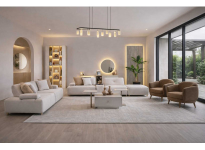 Sofa Sessel Stil modern Farbe beige gemütlich geräumig weich Wohnzimmer
