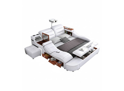 Multifunktionales Bett Moderner Stil Beigefarben Holzrahmen Bequem