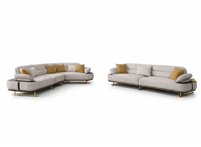 Wohnzimmer Set Modern Weiß Couch Ecksofa Designer-Set Minimalismus
