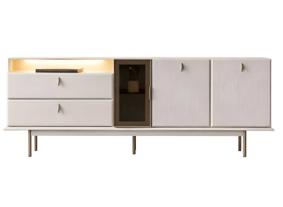 Sideboard Stil modern Farbe beige Beleuchtung quadratisch Glas neu