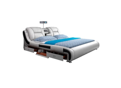 Multifunktionales Bett Moderner Stil Schwarz Holzrahmen Weich Bequem