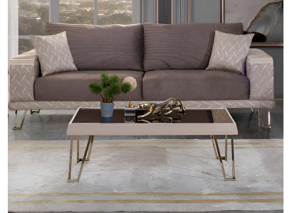 Sofa-Set Holzrahmen Stilvolles Design Metallbeine Minimalistische Stil