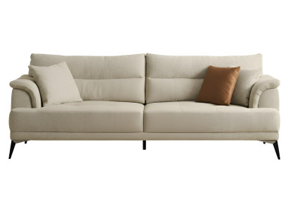 Sofa Modern Weiß 3-Sitzer Designer-Sofa Stoff Holz Minimalismus