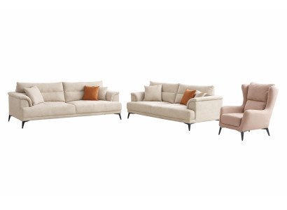 Wohnzimmer Set Modern Weiß 2xSofa Bergère Designer-Set Minimalismus