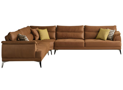 Ecksofa Modern Braun Designer-Ecksofa Komfortabel Minimalismus Stoff
