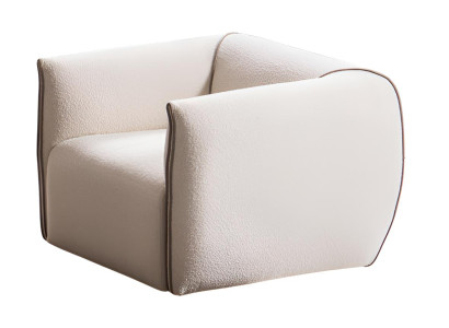 Bergère Modern Weiß Designer-Bergère Stoff Minimalismus Holz Sessel