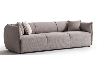 Sofa Modern Grau 4-Sitzer Designer-Sofa Stoff Holz Minimalismus