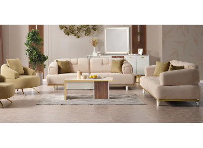 Stylisches Wohnzimmermöbelset mit 2 Sofas und einem Sessel
