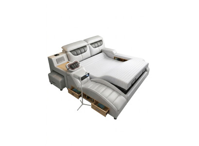 Multifunktionales Bett Moderner Stil Beigefarben Holzrahmen Weich