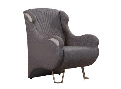 Brauner Sessel Metallrahmen Modernes Design Hohe Beine Glatte Kanten