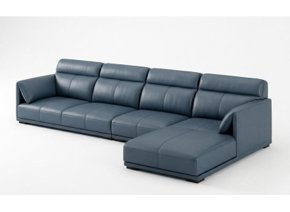 Ecksofa Dunkelblau Farbe Moderner Stil Kunstleder Weiche Armlehnen Neu