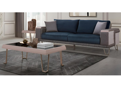 Modernes Sofa-Set Holzrahmen Modernes Interieur Blaue Glatte Ecken