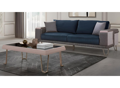 Blaues Sofa-Set Holzrahmen Modernes Interieur Minimalistischer Stil