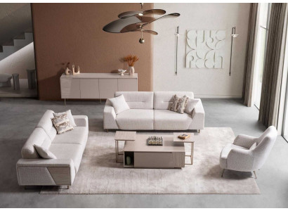 3 Sitzer Sofa Sessel Wohnzimmer Stil modern Farbe weiß weich bequem neu