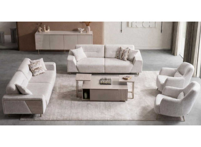 3 Sitzer Sofa Sessel Wohnzimmer Stil modern Farbe weiß bequem neu weich