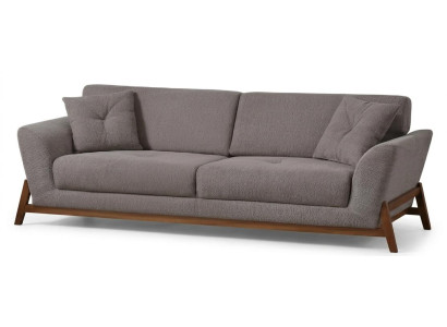 Sofa Modern Grau 3-Sitzer Designer-Sofa Stoff Holz Minimalismus