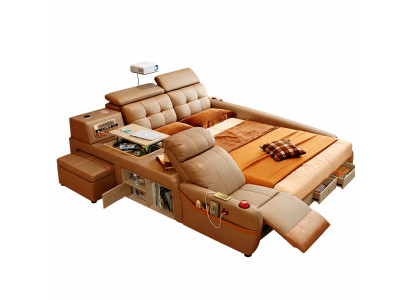 Multifunktionales Bett Moderner Stil Braunfarben Holzrahmen Weich