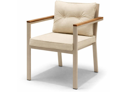 Schicker Beiger Sitzstuhl Wohnzimmer Einzelstuhl Holzarmlehnen