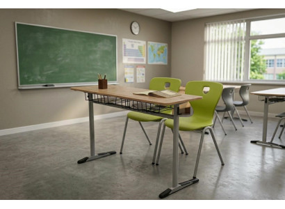 Schulset Modern Ergonomisch Braun Schultisch Grun Stuhl Doppelsitzige