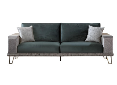 Stilvolles 3-Sitzer-Sofa Grüne Farbe Minimalistischer Stil Holzrahmen