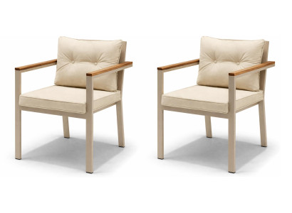 Stuhl Farbe Beige Moderner Stil Gartenstuhl Holzarmlehnen Metallrahmen
