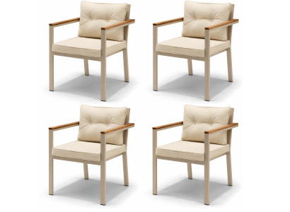 Stuhl Farbe Beige Moderner Stil Metallrahmen Gartenstuhl Holz Armlehnen