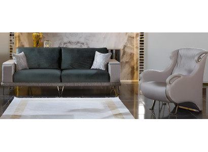 Sofa-Set Grüne Farbe Minimalistischer Stil Holzrahmen Modernes Design