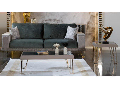 Grünes Sofa-Set Minimalistischer Stil Holzrahmen Modernes Interieur