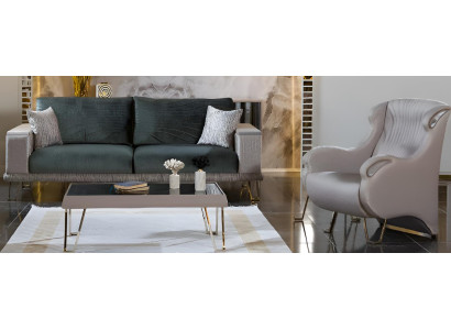 Sofa-Set Minimalistische Stil Glatte Ecken  Holzrahmen Modernes Design
