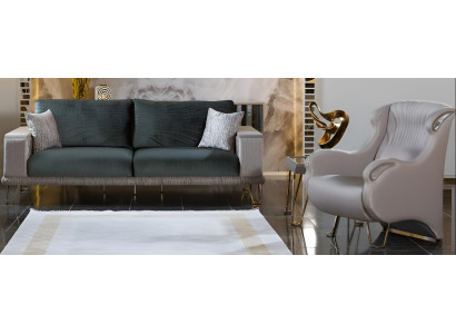 Minimalistisches Sofa-Set  Grüne Farbe Holzrahmen Modernes Design