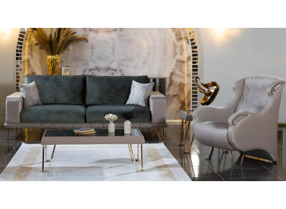 Stilvolles Sofa-Set Grüne Farbe Modernes Design Holzrahmen Hohe Beine
