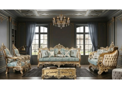 Klassisches Wohnzimmer-Set mit 3+3+1+1‑Sitzern und Couchtisch