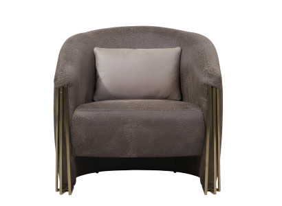 Brauner Sessel Metallrahmen Modernes Interieur Minimalistischer Stil
