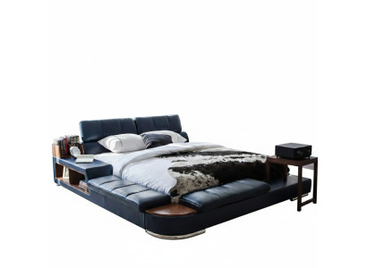 Multifunktionales Bett Moderner Stil Blaue Farbe Holzrahmen Bequem